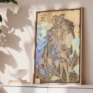 Papel de seda decoupage de pareja medieval vintage
