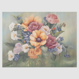 Papel De Seda Decoupage de Pastels Floral Bouquet