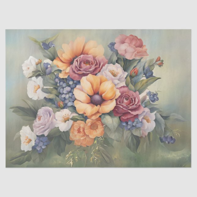Papel De Seda Decoupage de Pastels Floral Bouquet (Anverso)
