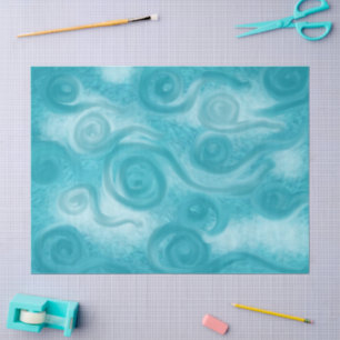 Papel De Seda Decoupage de Patrón Azul Celeste Caprichoso y Gira