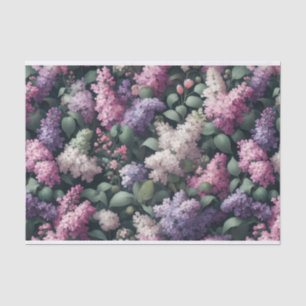 Papel De Seda Decoupage de patrón de lilas y vegetación en acuar