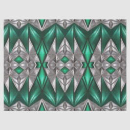 Papel De Seda Decoupage de Patrón Moderno Esmeralda y Plata