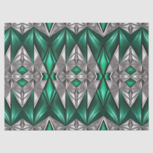 Papel De Seda Decoupage de Patrón Moderno Esmeralda y Plata