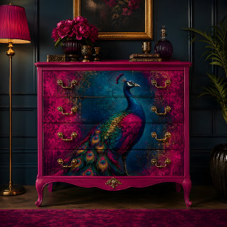 Papel De Seda Decoupage de Pavo Real Magenta Real