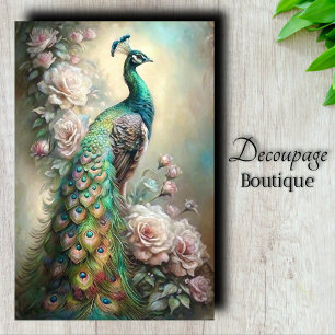 Papel De Seda Decoupage de Pavo Real Regio