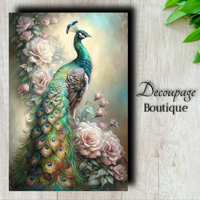 Papel De Seda Decoupage de Pavo Real Regio (Regal Peacock Decoupage Tissue Paper)