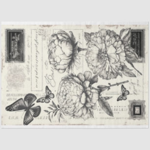 Papel De Seda Decoupage de peones grandes de color blanco negro