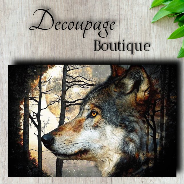 Papel De Seda Decoupage de perfil de lobo majestuoso (Majestic Wolf Profile Decoupage Tissue Paper)