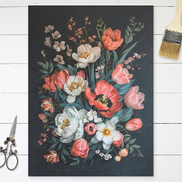 Papel De Seda Decoupage de pintura colorida de tulipanes de époc