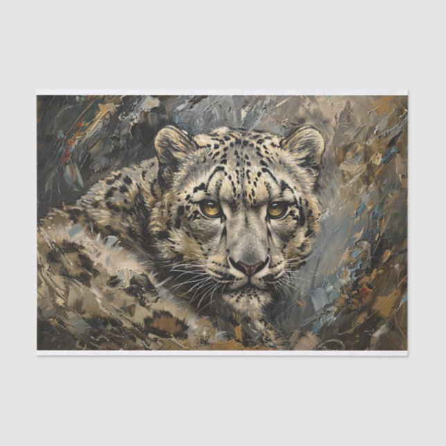 Papel De Seda Decoupage de pintura de Leopardo de la Nieve (Anverso)