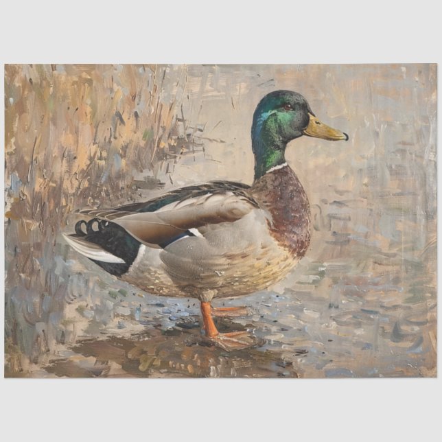 Papel De Seda Decoupage de pintura de vida silvestre Mallard Duc (Anverso)