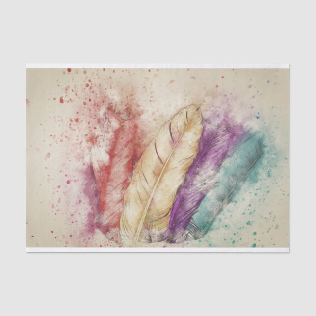 Papel De Seda Decoupage de pluma de acuarela (Anverso)