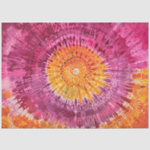 Papel De Seda Decoupage de remolino rosa y naranja Tie-Dye