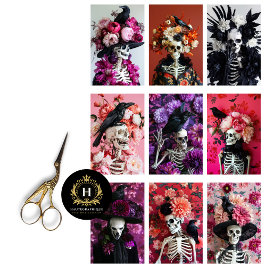 Papel De Seda Decoupage de Revista de Calavera de Esqueleto Góti