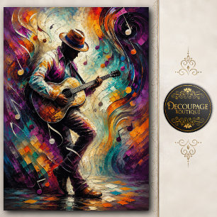 Papel De Seda Decoupage de Ritmo de Guitarra de Jazz