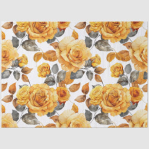 Papel De Seda Decoupage de rosa floral vintage amarillo