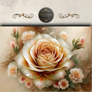 Papel De Seda Decoupage de Rosa Melocotón Vintage