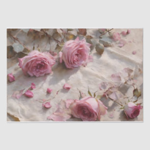 Papel De Seda Decoupage de Rosas Rosadas Elegantes