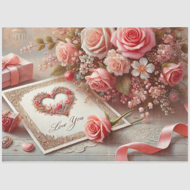 Papel De Seda Decoupage de Rosas Rosadas que Amas (Anverso)