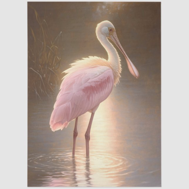 Papel De Seda Decoupage de Roseate Spoonbill (Anverso)
