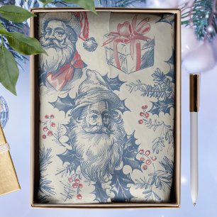 Papel de seda decoupage de Santa Azul y Rojo Vinta