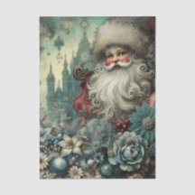 Decoupage de Santa Floral Vintage Inspirado Festiv