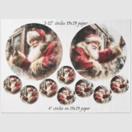 Papel De Seda Decoupage de Santa Ola desde Tren 12 y 4" Círculos