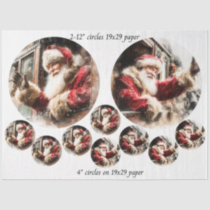 Papel De Seda Decoupage de Santa Ola desde Tren 12 y 4" Círculos