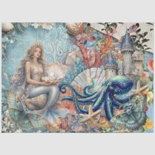 Papel De Seda Decoupage de Sirena de Fantasía de Medios Mixtos