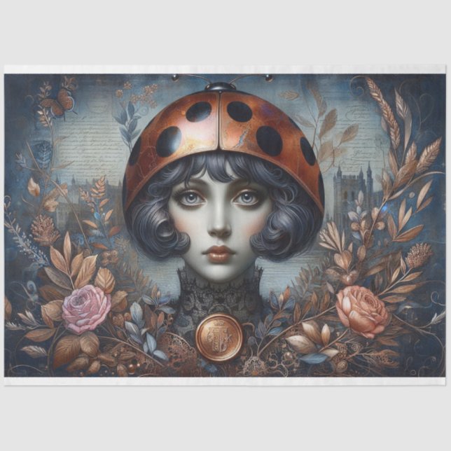 Papel De Seda Decoupage de Steampunk Gothic LadyBug (Anverso)