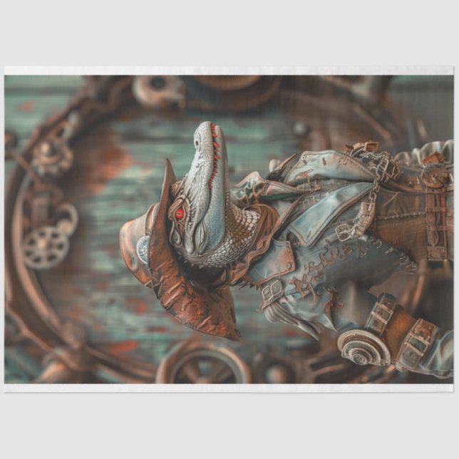 Papel De Seda Decoupage de Steampunk Lady Gator (Anverso)