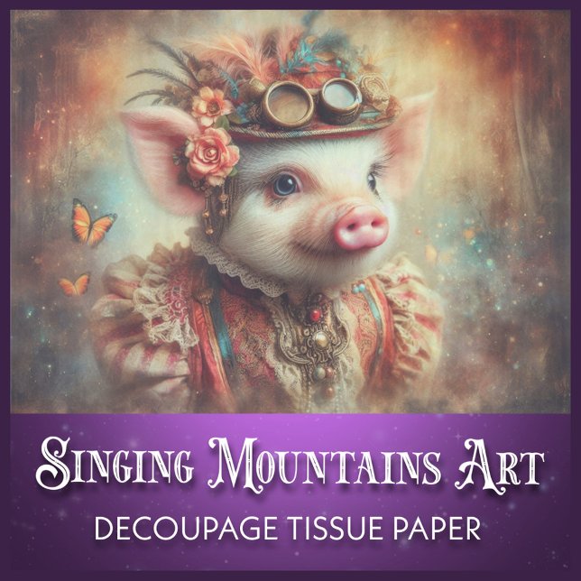 Papel De Seda Decoupage de Steampunk Lady Pig (Subido por el creador)