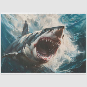 Papel De Seda Decoupage de Tiburón Feroz