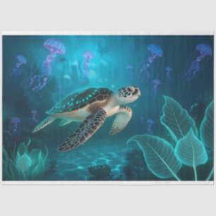 Papel De Seda Decoupage de Tortuga Marina y Medusa