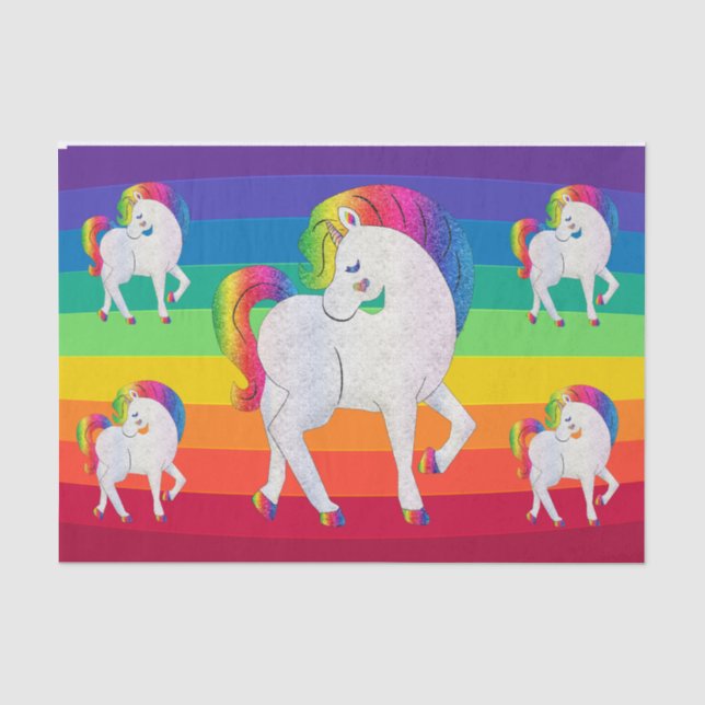 Papel de seda decoupage de unicornio arcoíris (Anverso)
