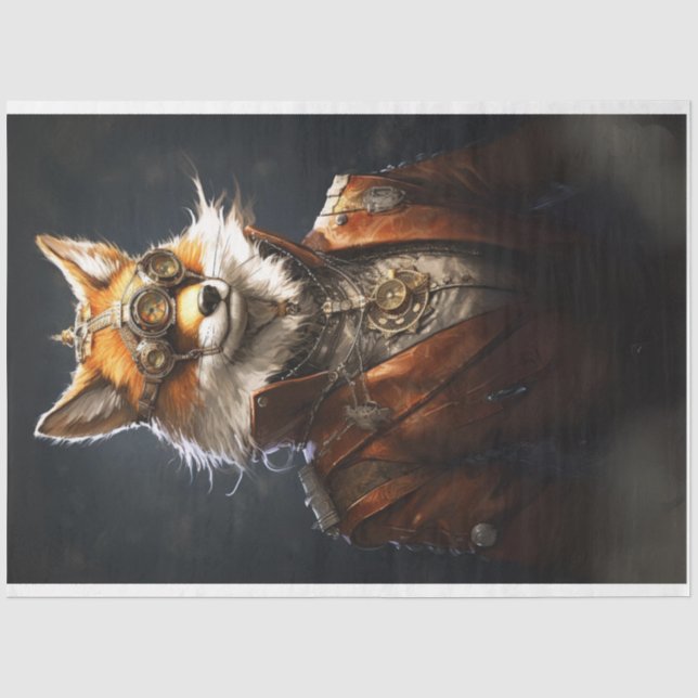 Papel De Seda Decoupage de uniformes de Steampunk Red Fox (Anverso)