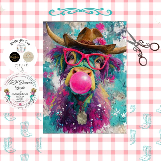Papel De Seda Decoupage de Vaca Vaquera Chicle (Subido por el creador)