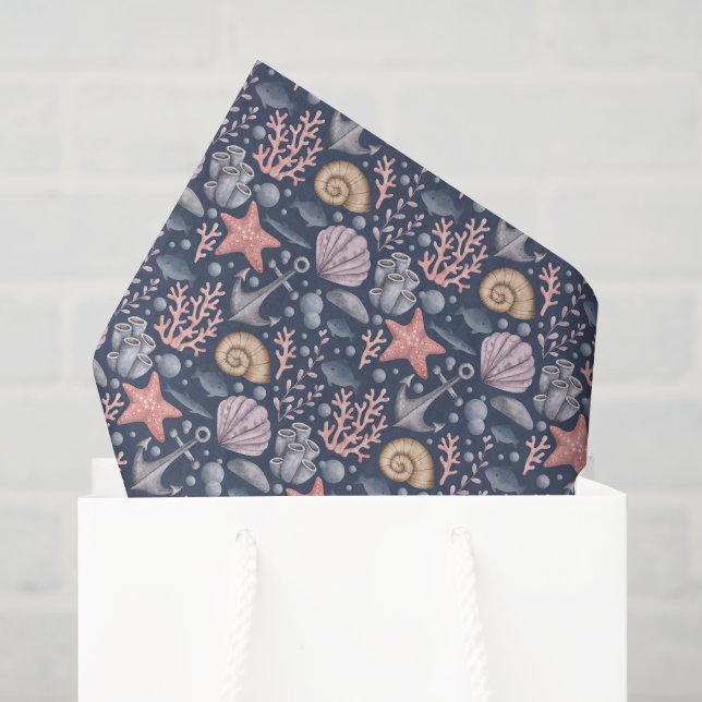 Papel de seda decoupage de vida marina, océano (Bolsa de regalo)