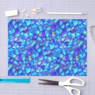 Papel De Seda Decoupage de vidrio marino azul hielo iridiscente 