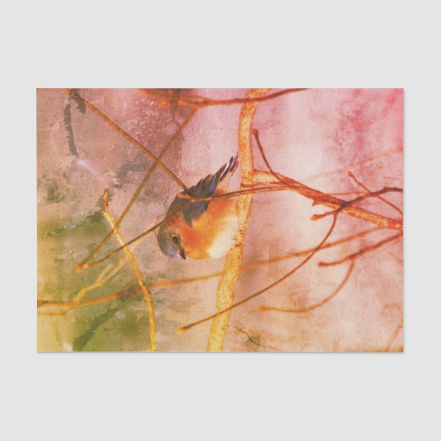 Papel De Seda Decoupage de Winter Bluebird Vintage (Anverso)