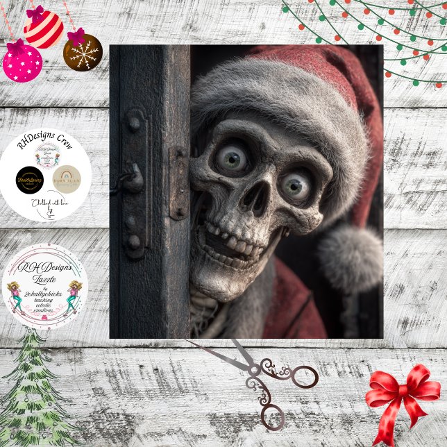 Papel De Seda Decoupage Dead Serious Santa Claus Skeleton Peek  (Subido por el creador)