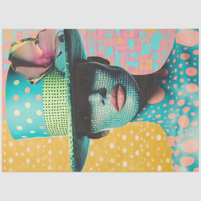 Papel De Seda Decoupage Deco Art Kaleidoscopic Teal Woman (Anverso)