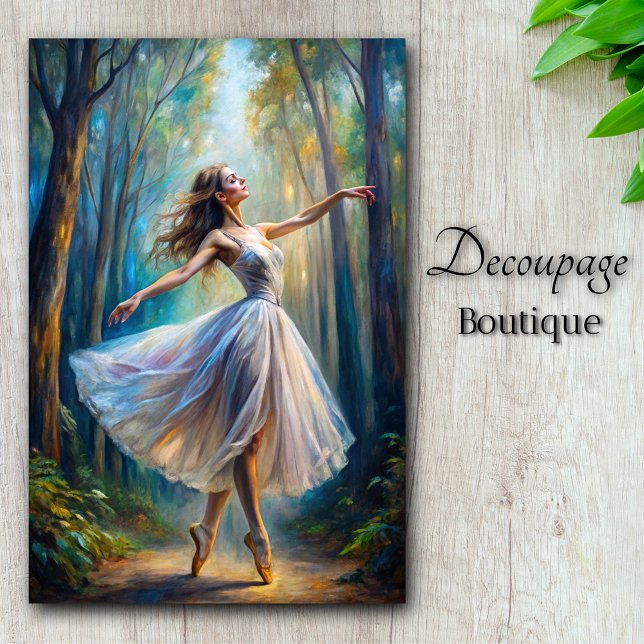 Papel De Seda Decoupage del bailarín etéreo (Ethereal Dancer Forest Ballet Decoupage Tissue Paper)