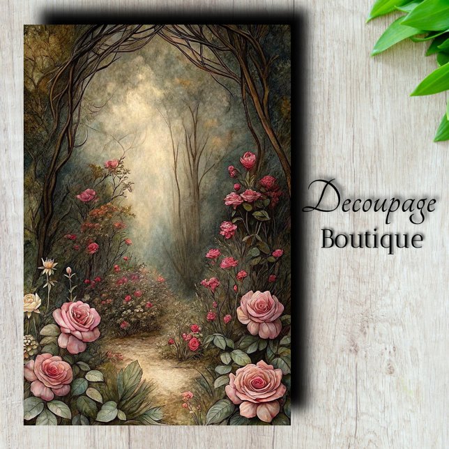 Papel De Seda Decoupage del Encantado Roseway (Enchanted Roseway Decoupage Tissue Paper)