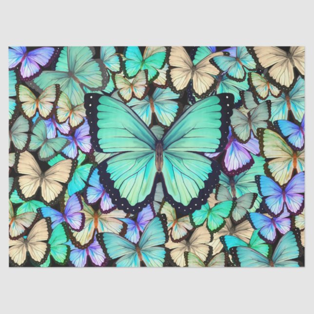 Papel De Seda Decoupage del grupo de mariposas Pastel (Anverso)