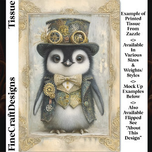 Papel De Seda Decoupage del pingüino victoriano Steampunk Baby D