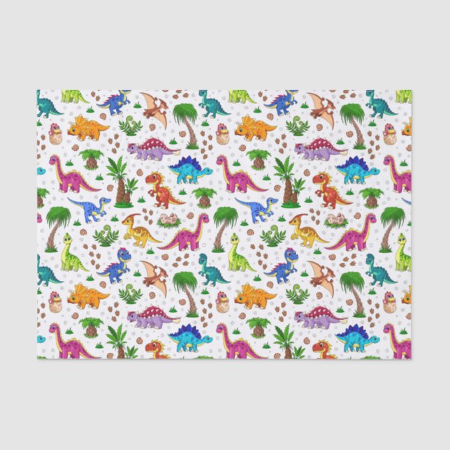 Papel De Seda Decoupage Dinosaur Birday Party Baby Shower (Anverso)