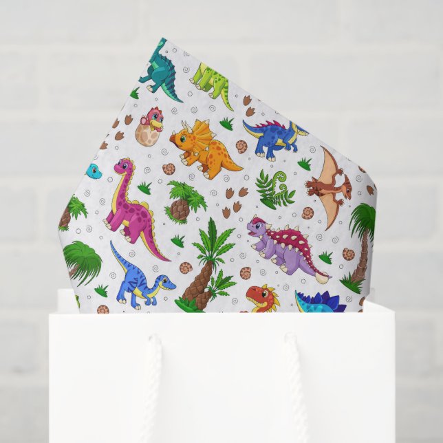 Papel De Seda Decoupage Dinosaur Birday Party Baby Shower (Bolsa de regalo)