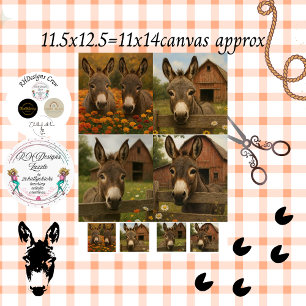 Papel De Seda Decoupage Donkey Farm Series Pastoral Charm