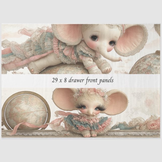 Papel De Seda Decoupage Drawer Panel Whimsical Circus Story Book (Anverso)